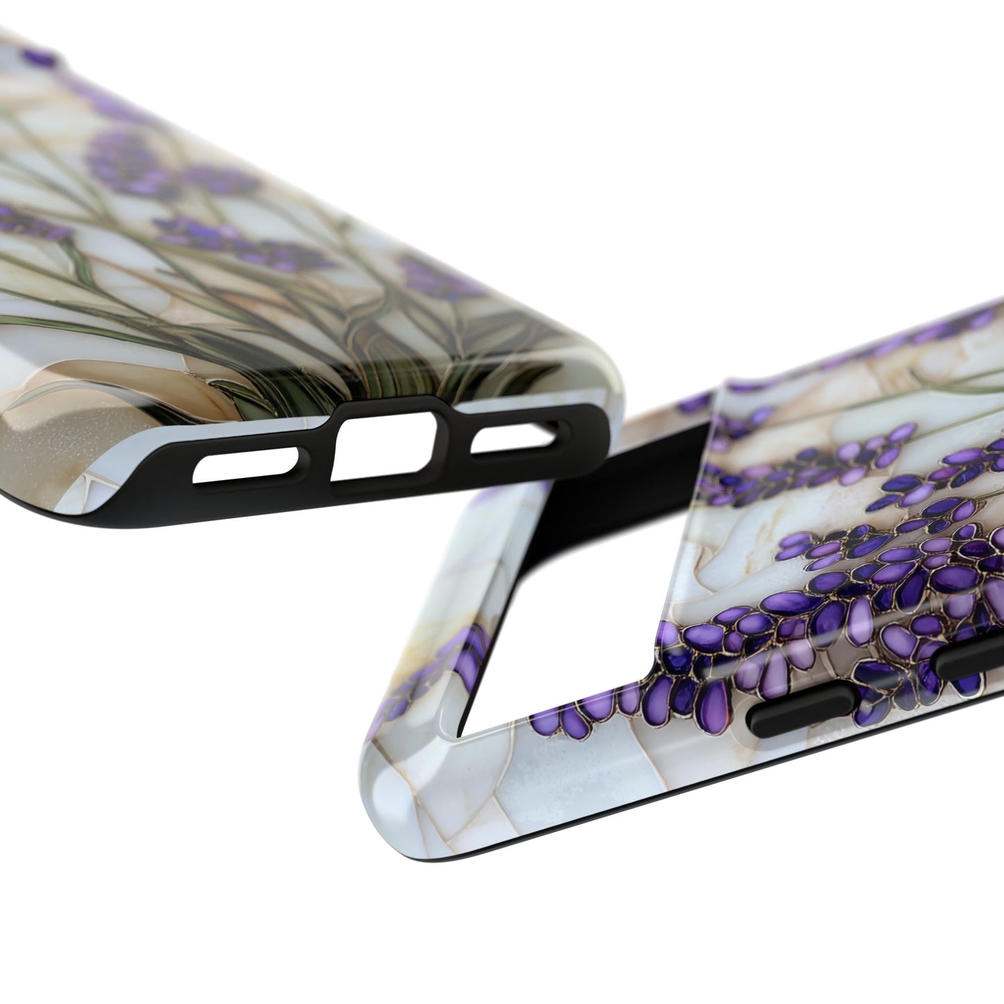 Floral Phone Case With Lavender in Stained Glass Motif