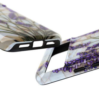 Floral Phone Case With Lavender in Stained Glass Motif