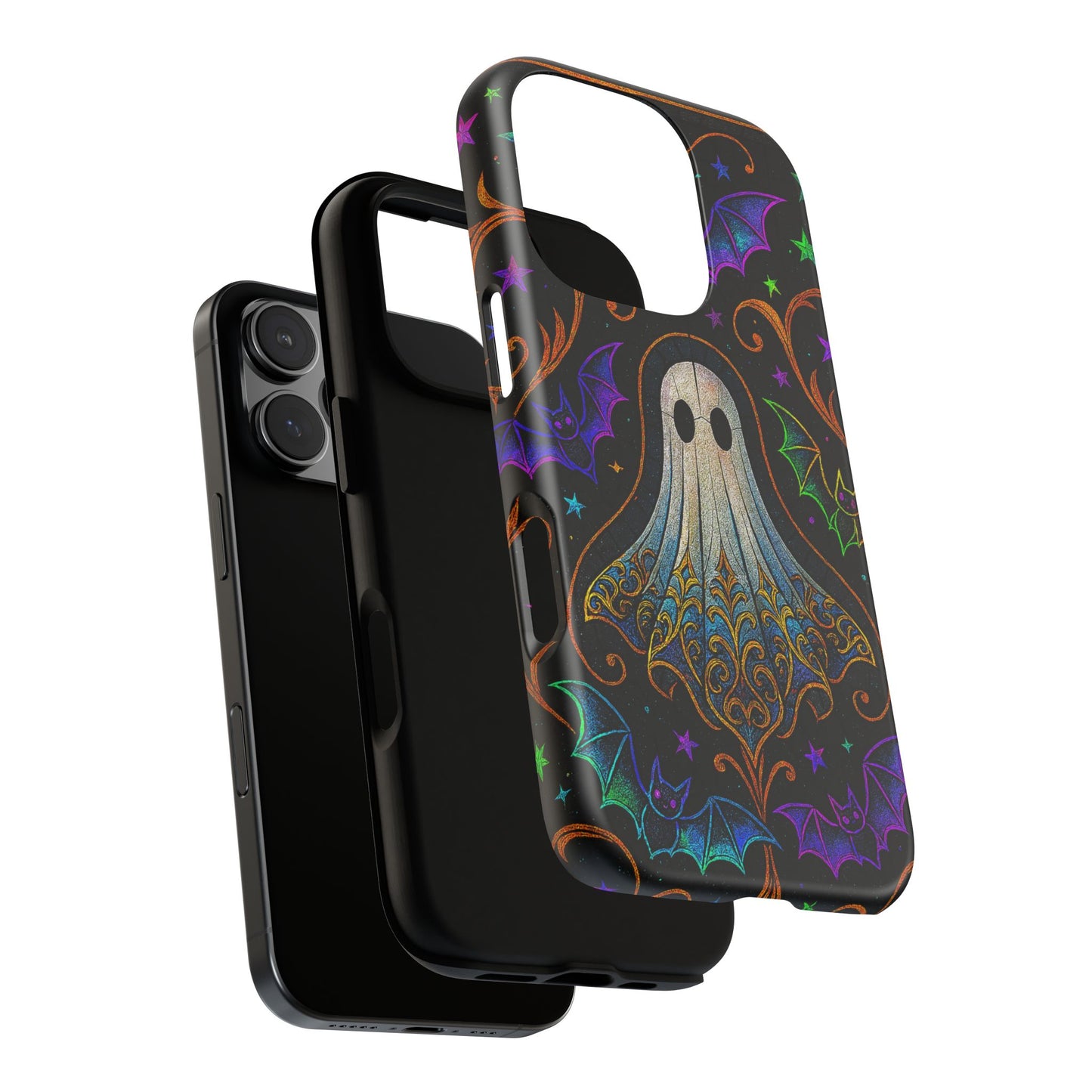 Spooky Cute Ghost Phone Cases - Adorable Neon Bats