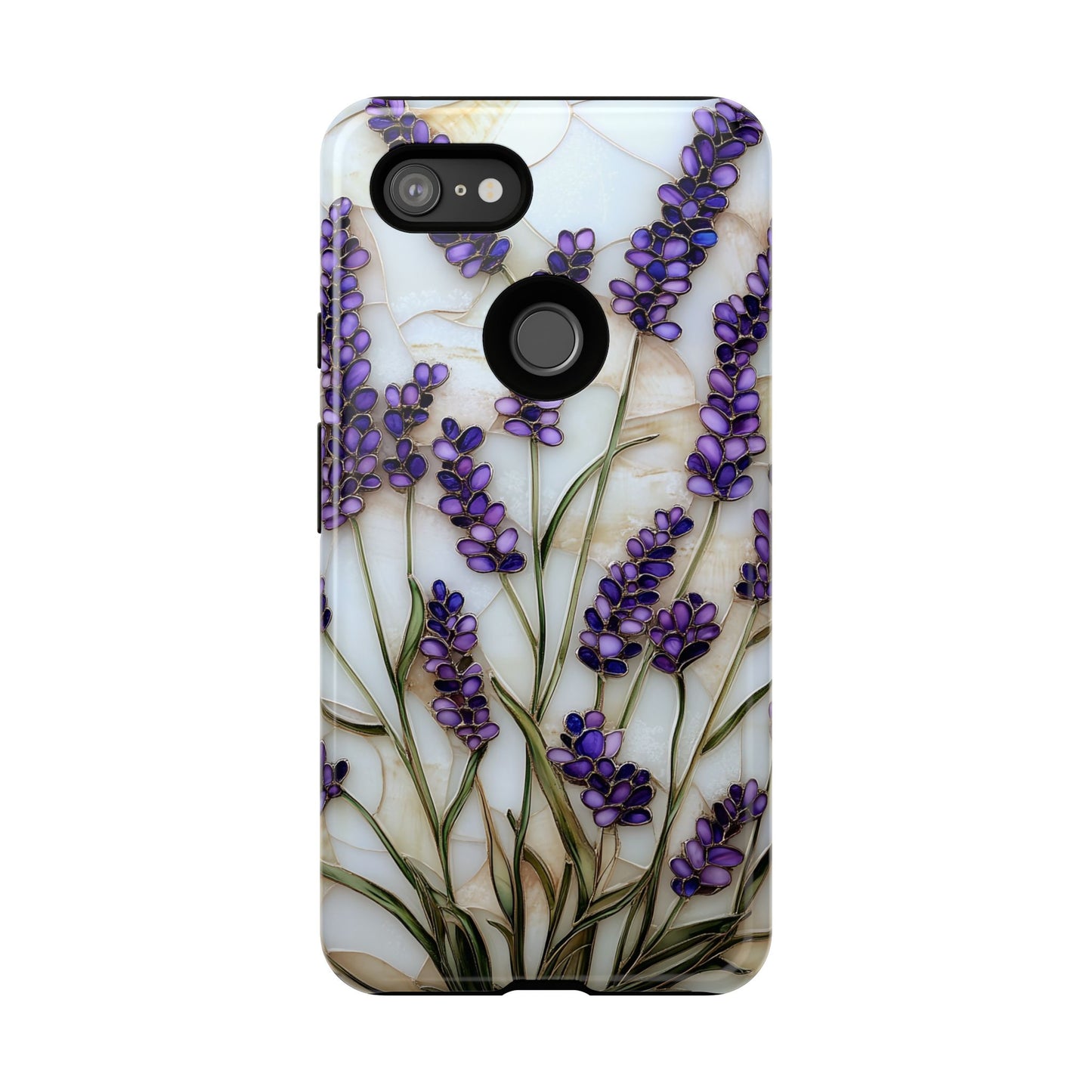 Floral Phone Case With Lavender in Stained Glass Motif