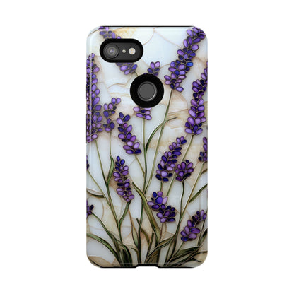Floral Phone Case With Lavender in Stained Glass Motif