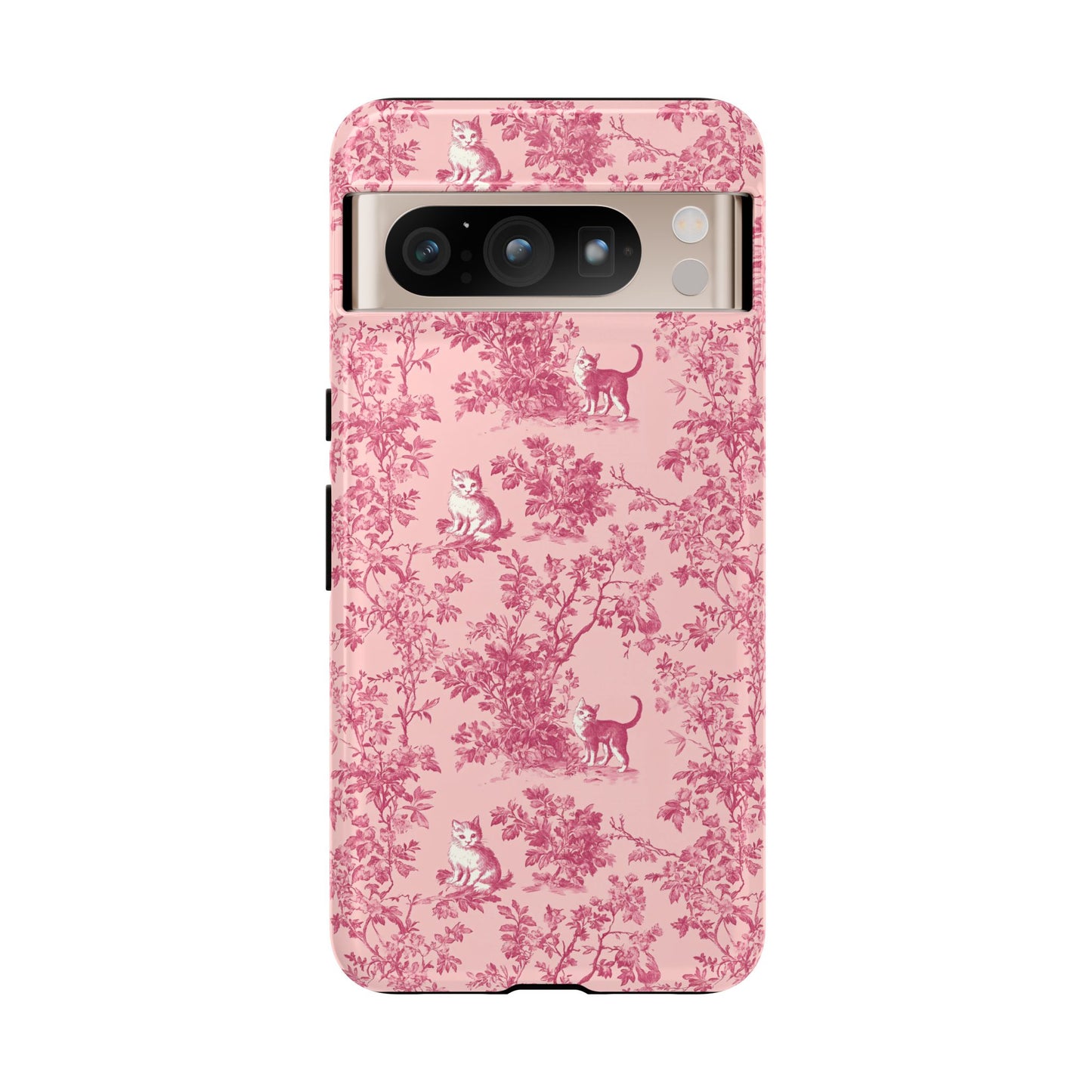 Tough Phone Cases - Cats in Pink Toile De Joyu Motif