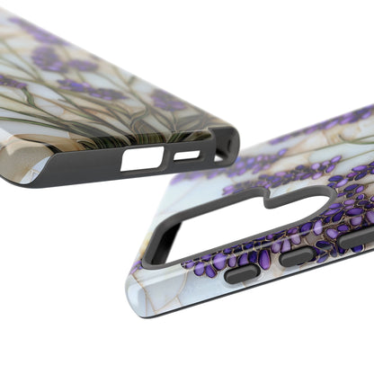 Floral Phone Case With Lavender in Stained Glass Motif