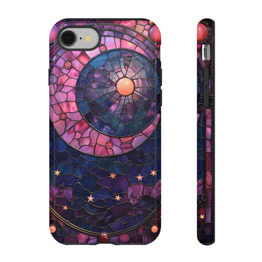 Pink Moon Tough Phone Cases in  Stained Glass Design