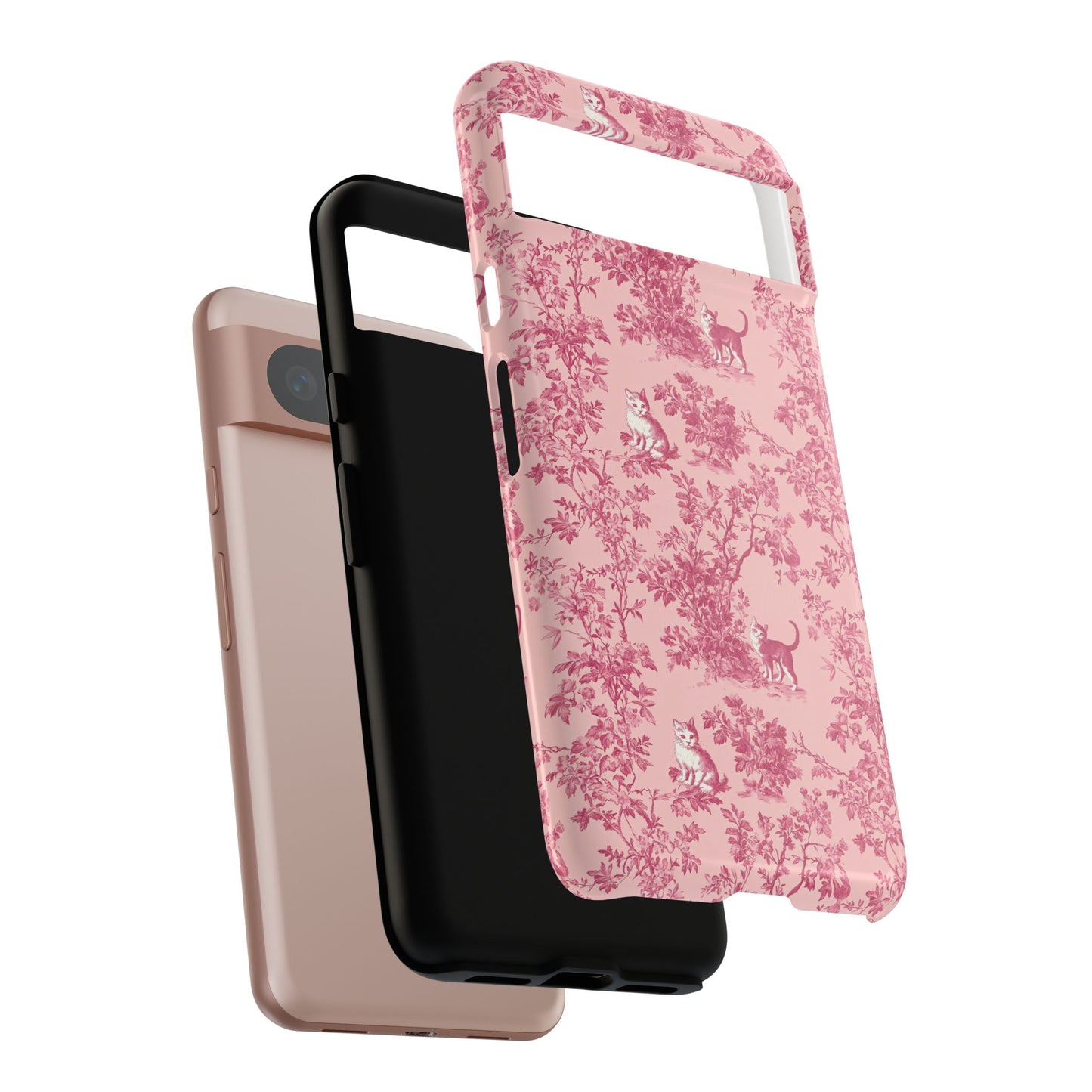 Tough Phone Cases - Cats in Pink Toile De Joyu Motif