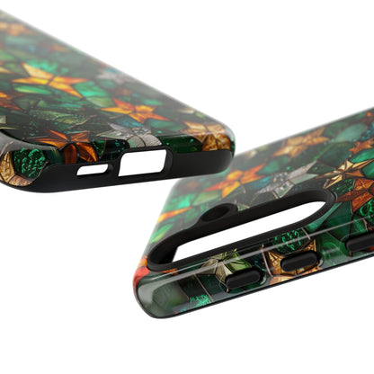 Green Stained Glass Phone Case With Gold Stars
