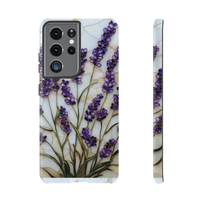 Floral Phone Case With Lavender in Stained Glass Motif