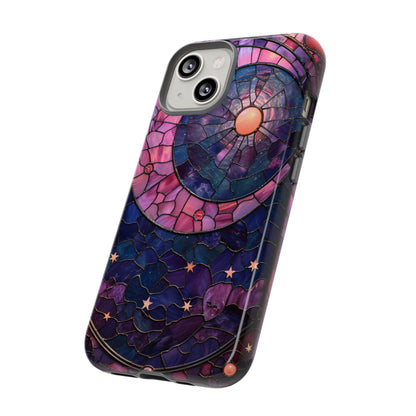 Pink Moon Tough Phone Cases in  Stained Glass Design