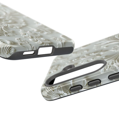 Off-White Floral Phone Case in Baroque Carved Plaster Ceiling Design