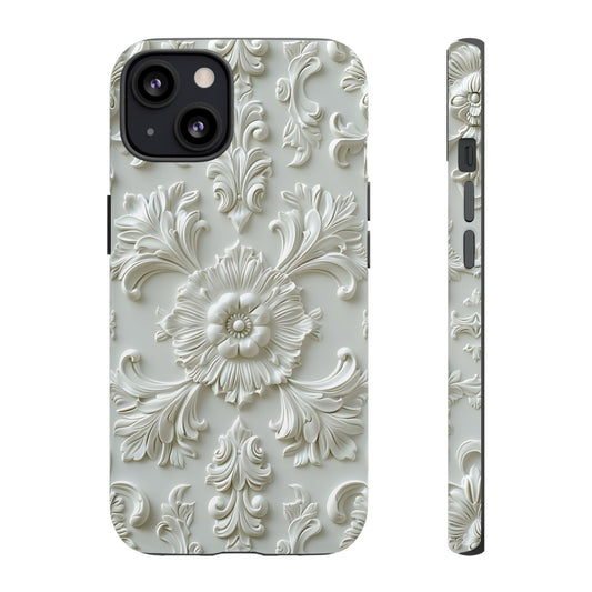 Off-White Floral Phone Case in Baroque Carved Plaster Ceiling Design