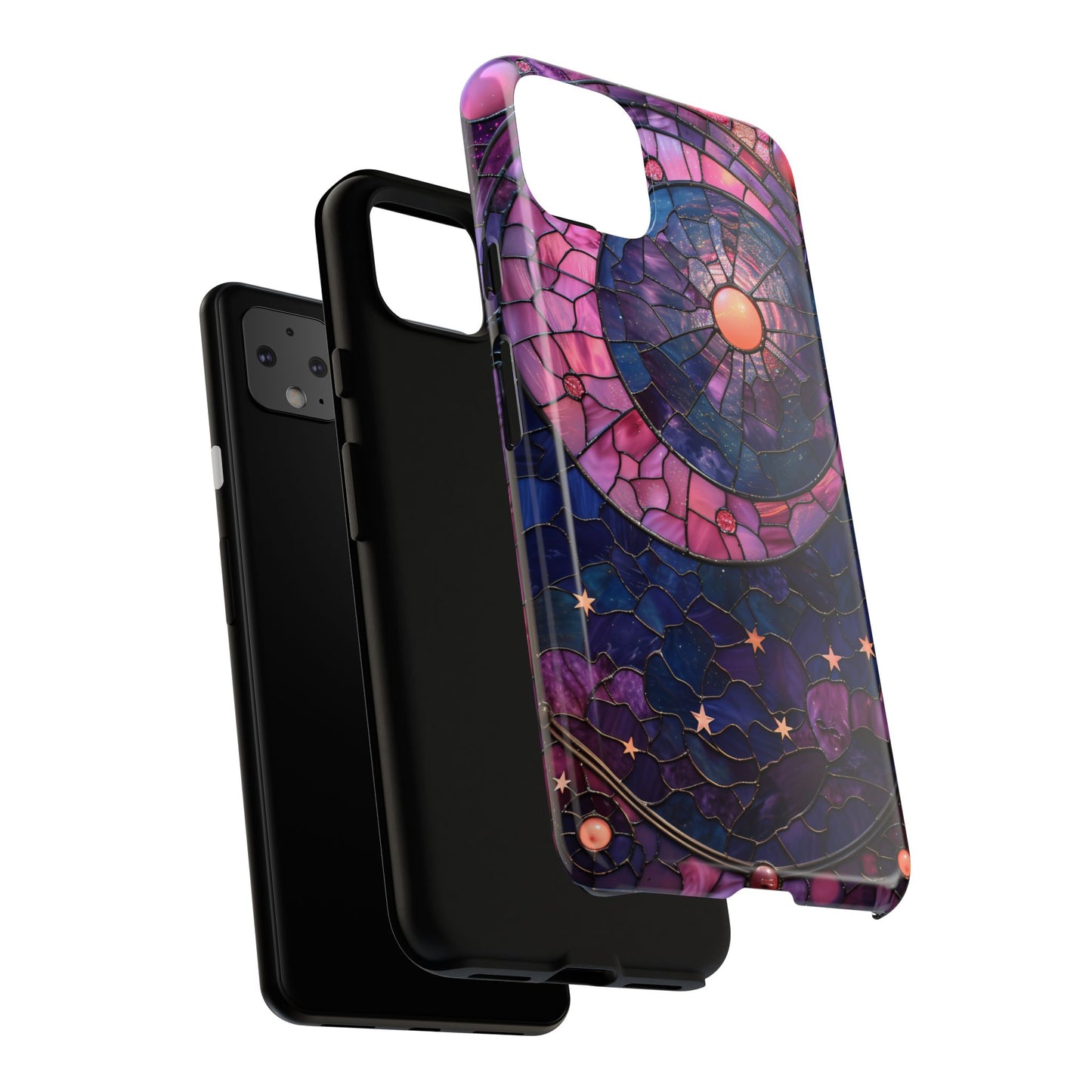Pink Moon Tough Phone Cases in  Stained Glass Design