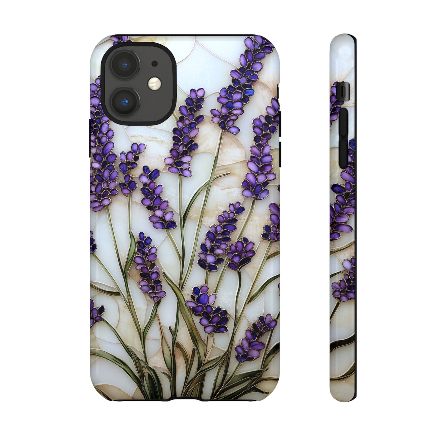 Floral Phone Case With Lavender in Stained Glass Motif