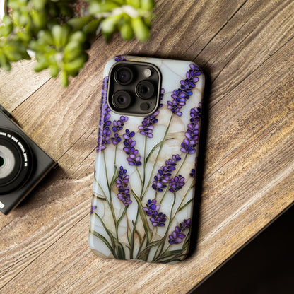 Floral Phone Case With Lavender in Stained Glass Motif