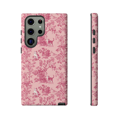 Tough Phone Cases - Cats in Pink Toile De Joyu Motif