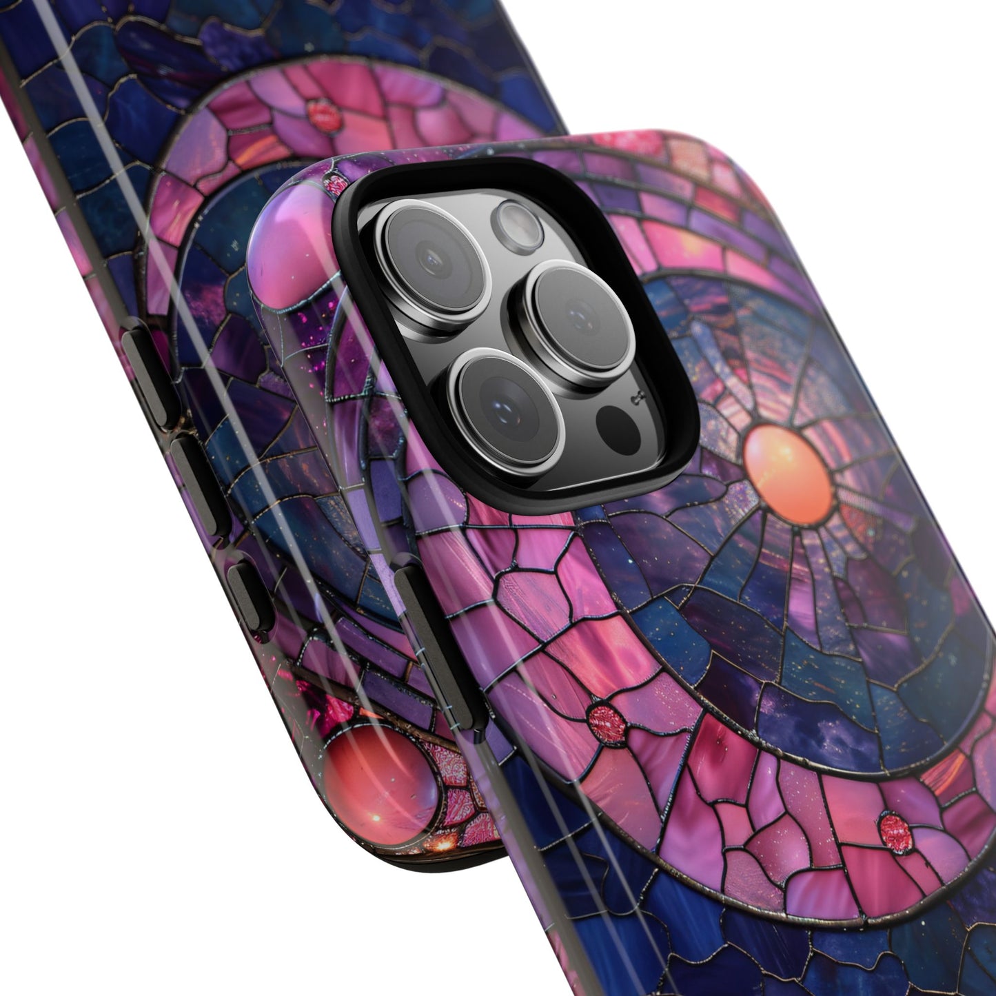 Pink Moon Tough Phone Cases in  Stained Glass Design