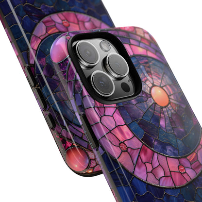 Pink Moon Tough Phone Cases in  Stained Glass Design