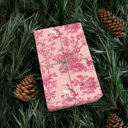 Pink Toile De Joyu Gift Wrapping Paper With Cats