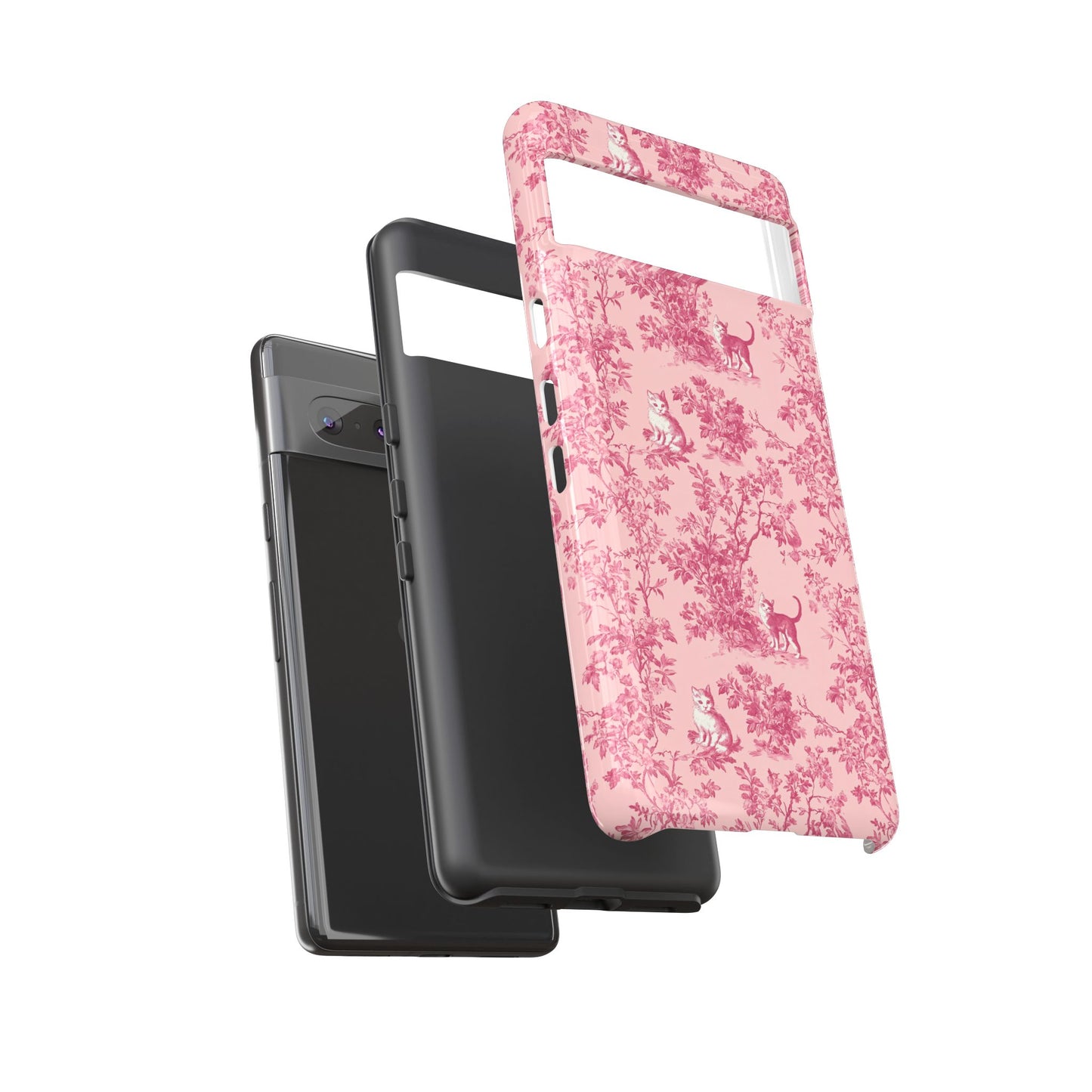 Tough Phone Cases - Cats in Pink Toile De Joyu Motif