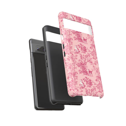 Tough Phone Cases - Cats in Pink Toile De Joyu Motif
