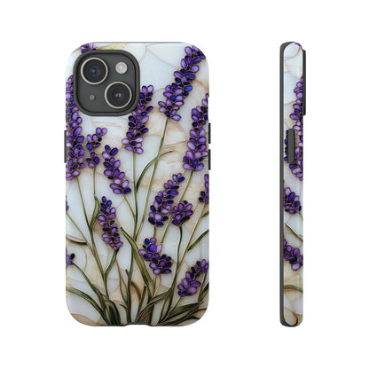 Floral Phone Case With Lavender in Stained Glass Motif