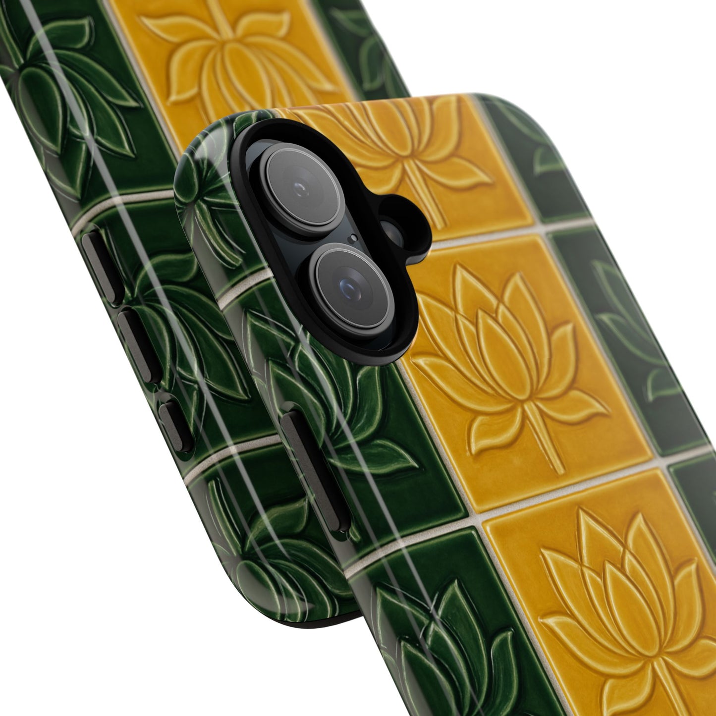 Tough Phone Cases - Mustard Yellow & Green Ceramic Tile From Caldas Da Rhaina, Portugal