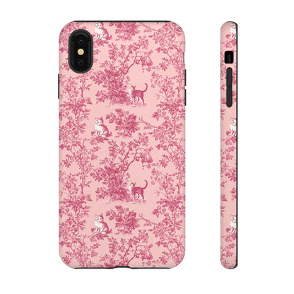 Tough Phone Cases - Cats in Pink Toile De Joyu Motif