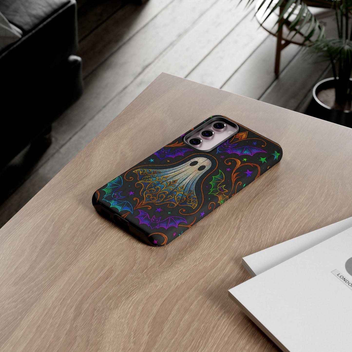 Spooky Cute Ghost Phone Cases - Adorable Neon Bats