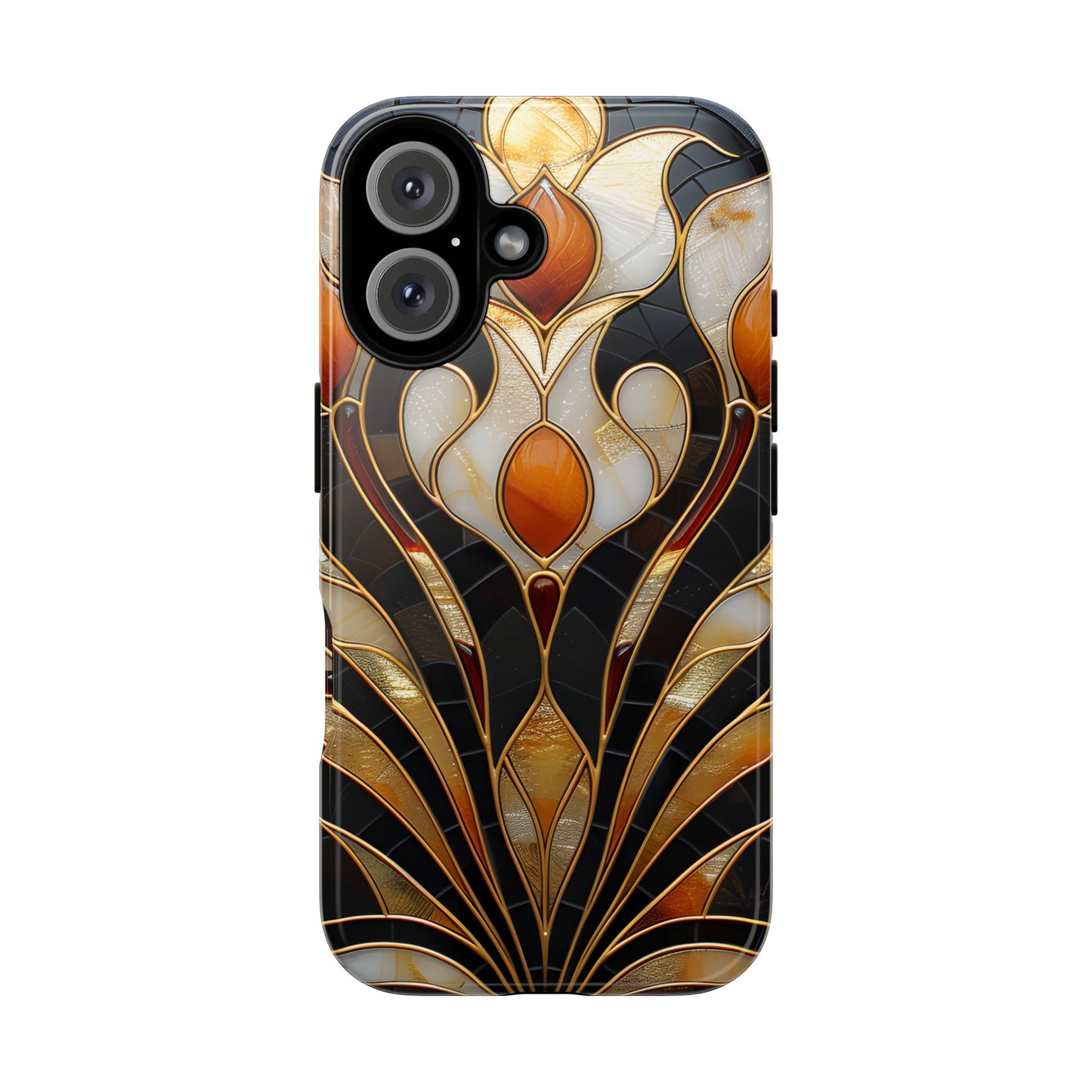 Art Deco Stained Glass Phone Case – Elegant Gold & Black Design