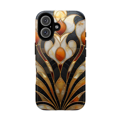 Art Deco Stained Glass Phone Case – Elegant Gold & Black Design