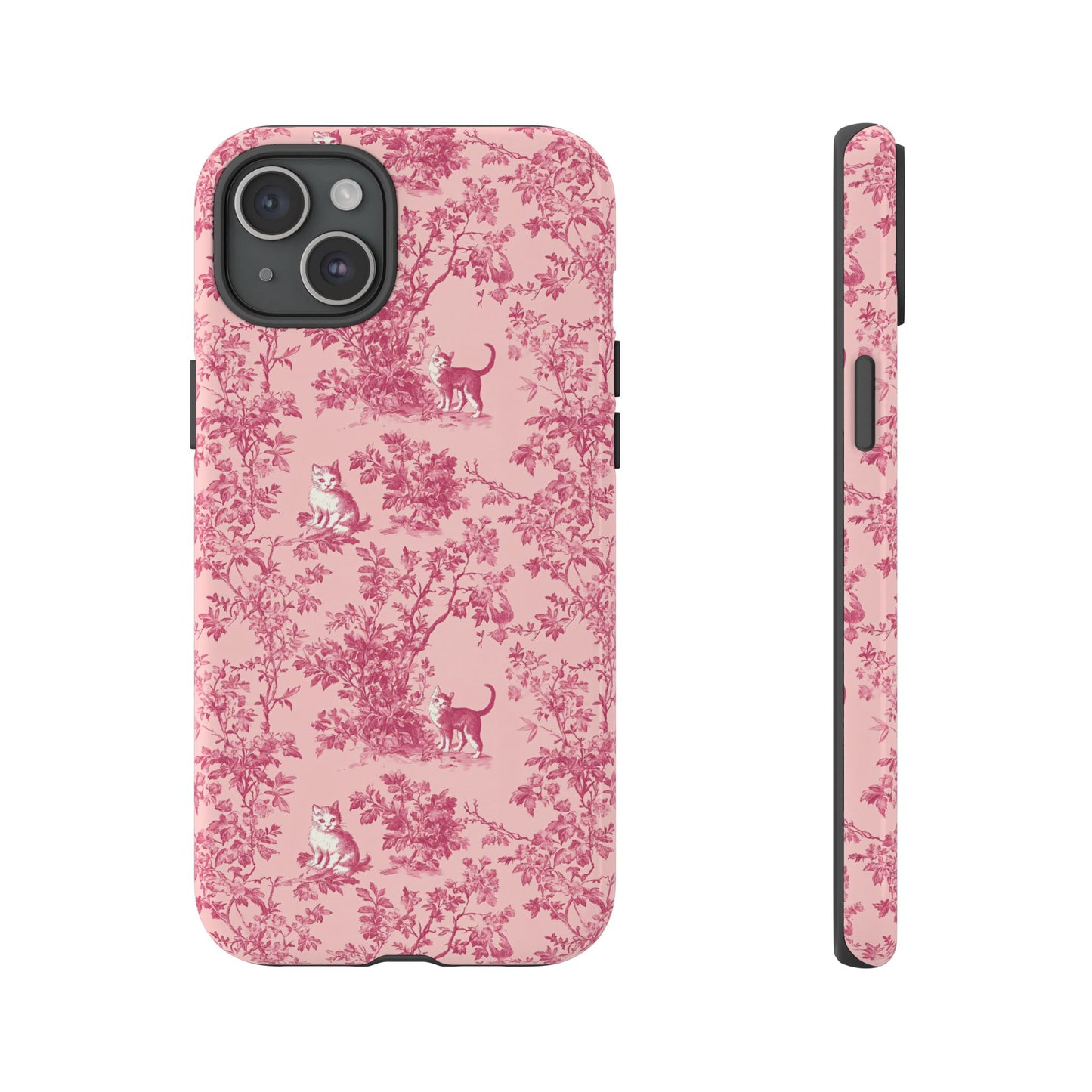 Tough Phone Cases - Cats in Pink Toile De Joyu Motif