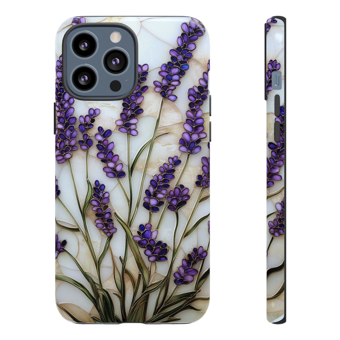 Floral Phone Case With Lavender in Stained Glass Motif