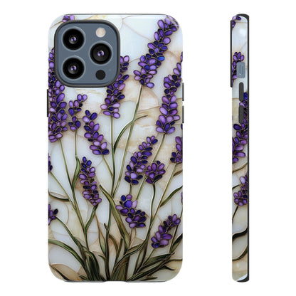 Floral Phone Case With Lavender in Stained Glass Motif