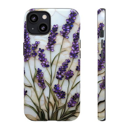 Floral Phone Case With Lavender in Stained Glass Motif