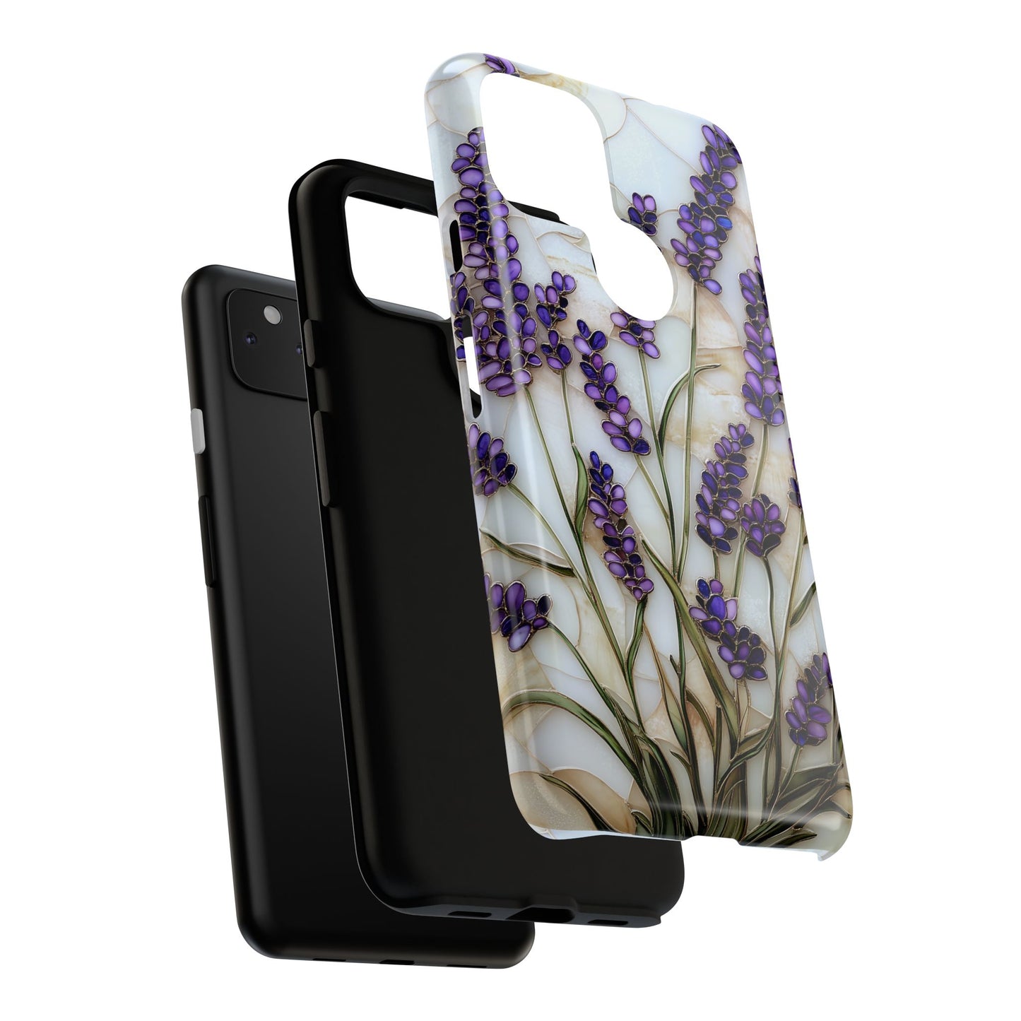 Floral Phone Case With Lavender in Stained Glass Motif