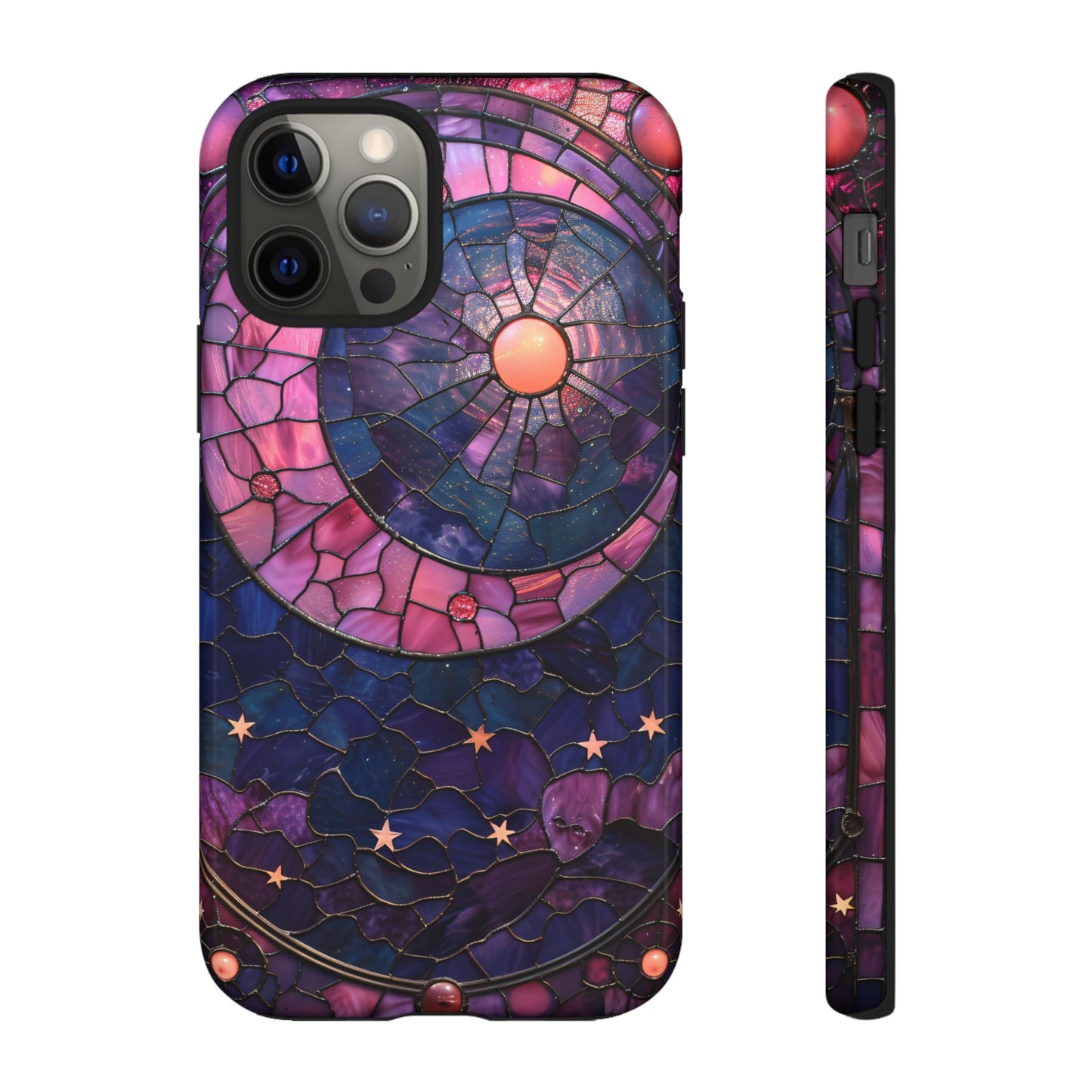 Pink Moon Tough Phone Cases in  Stained Glass Design