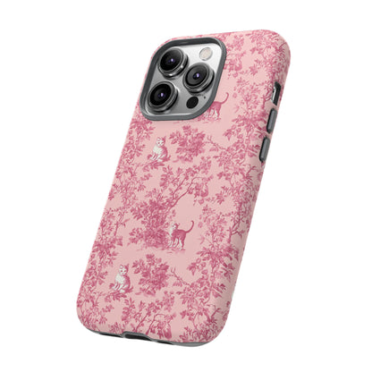 Tough Phone Cases - Cats in Pink Toile De Joyu Motif
