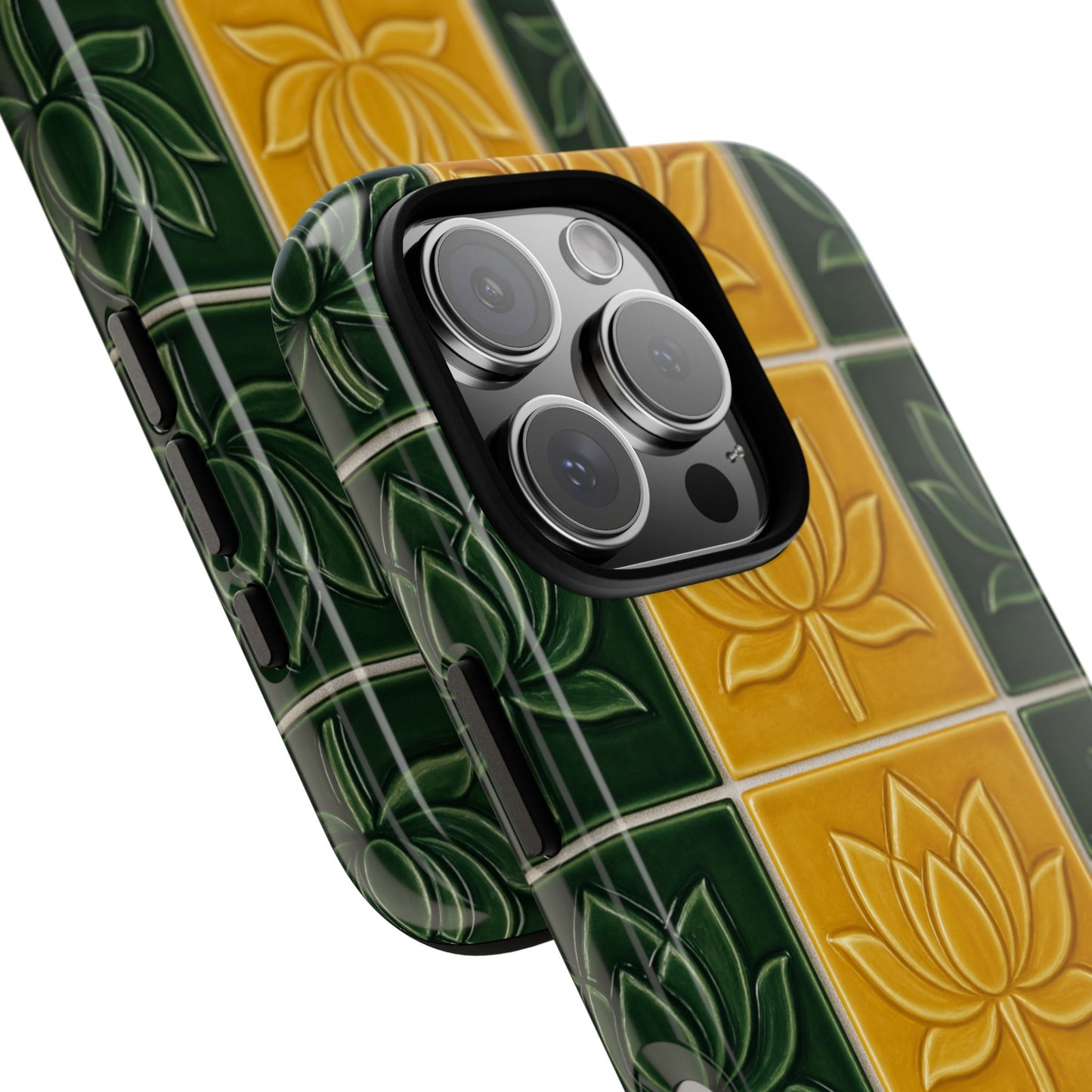 Tough Phone Cases - Mustard Yellow & Green Ceramic Tile From Caldas Da Rhaina, Portugal