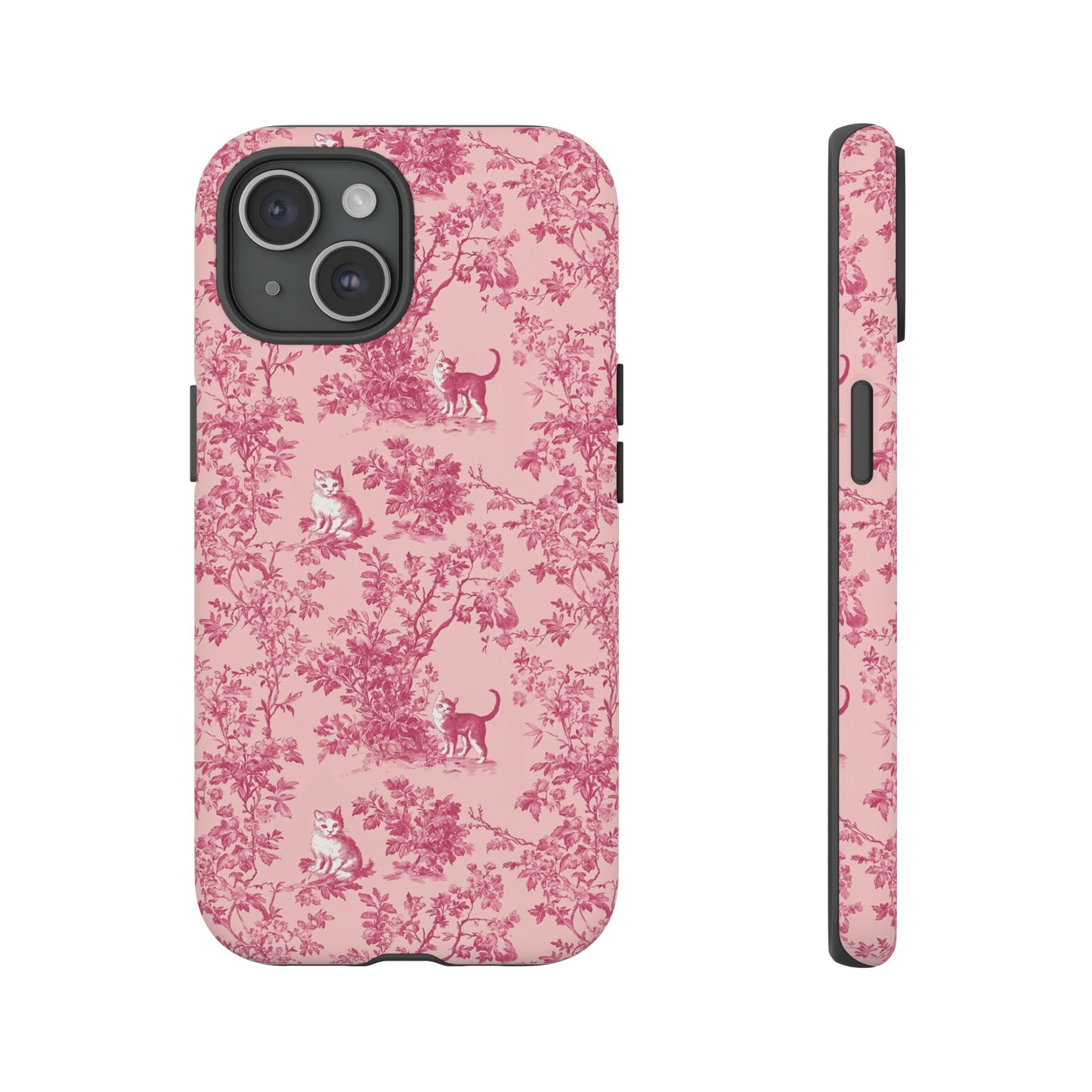 Tough Phone Cases - Cats in Pink Toile De Joyu Motif