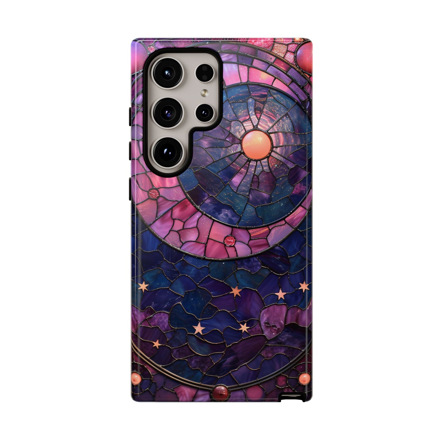 Pink Moon Tough Phone Cases in  Stained Glass Design