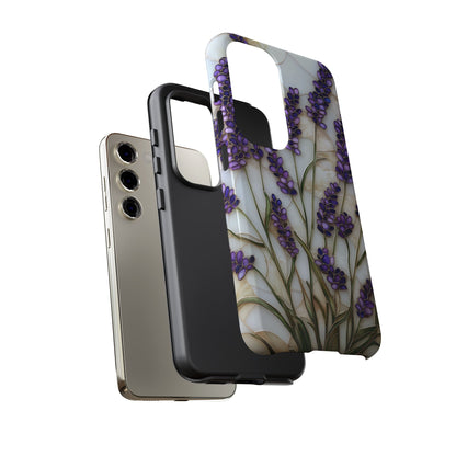 Floral Phone Case With Lavender in Stained Glass Motif