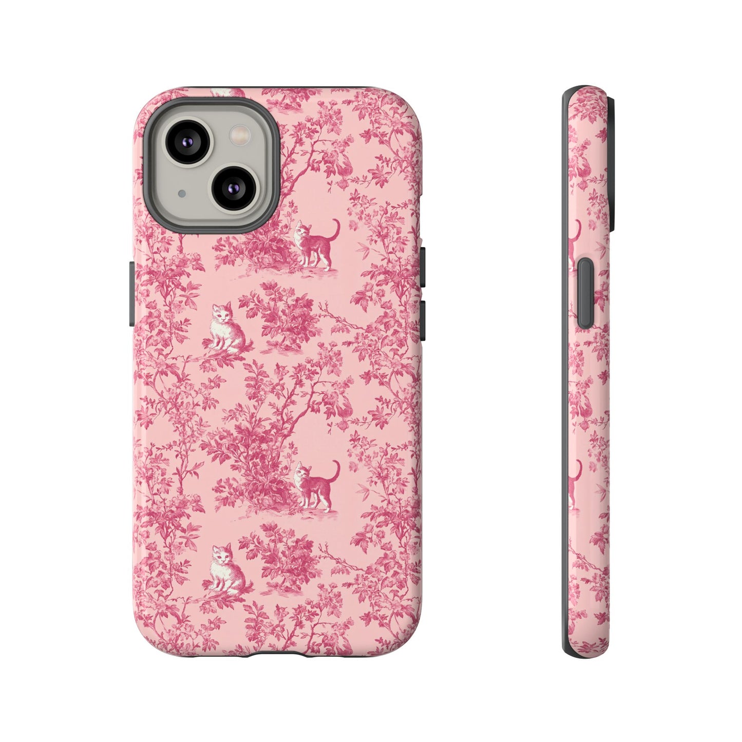 Tough Phone Cases - Cats in Pink Toile De Joyu Motif