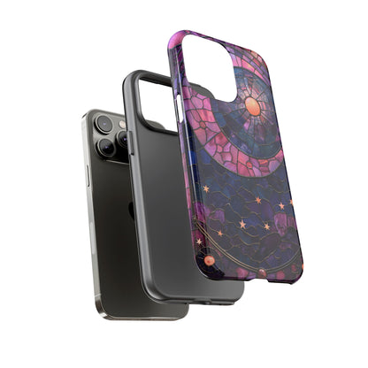 Pink Moon Tough Phone Cases in  Stained Glass Design