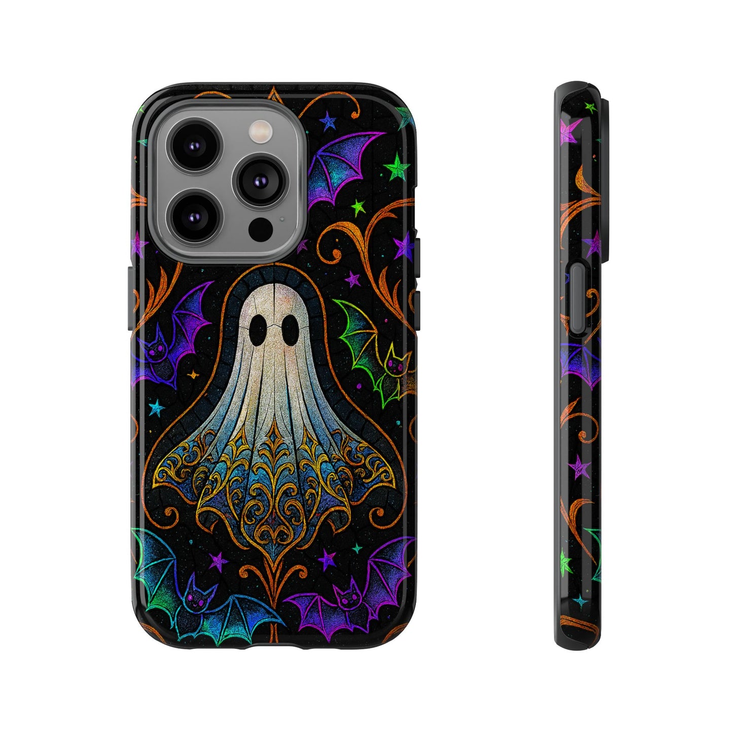 Spooky Cute Ghost Phone Cases - Adorable Neon Bats