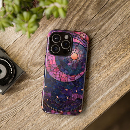 Pink Moon Tough Phone Cases in  Stained Glass Design