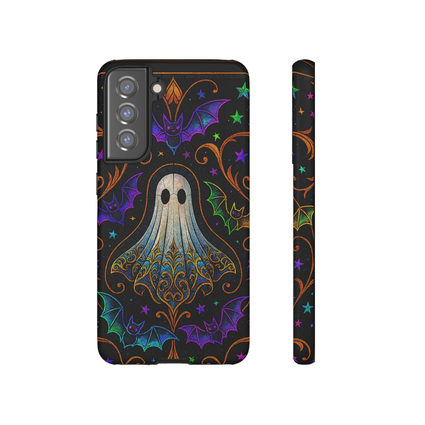 Spooky Cute Ghost Phone Cases - Adorable Neon Bats