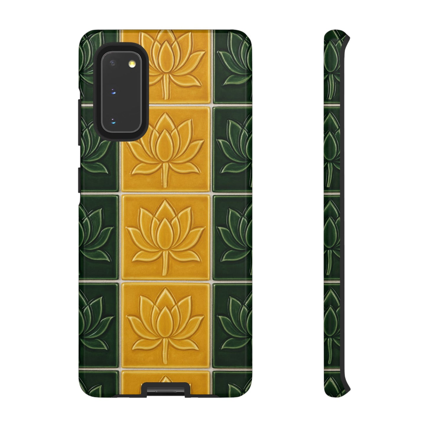 Tough Phone Cases - Mustard Yellow & Green Ceramic Tile From Caldas Da Rhaina, Portugal