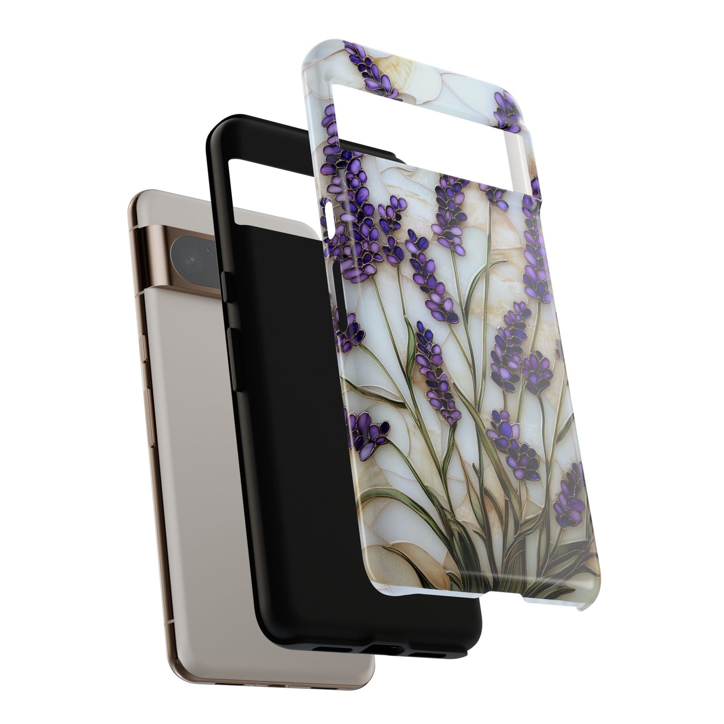 Floral Phone Case With Lavender in Stained Glass Motif