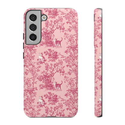 Tough Phone Cases - Cats in Pink Toile De Joyu Motif