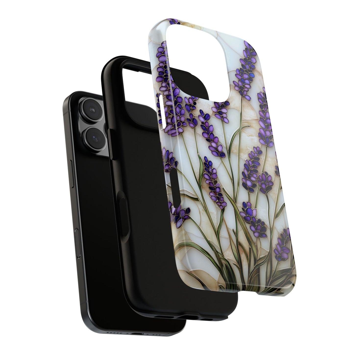 Floral Phone Case With Lavender in Stained Glass Motif