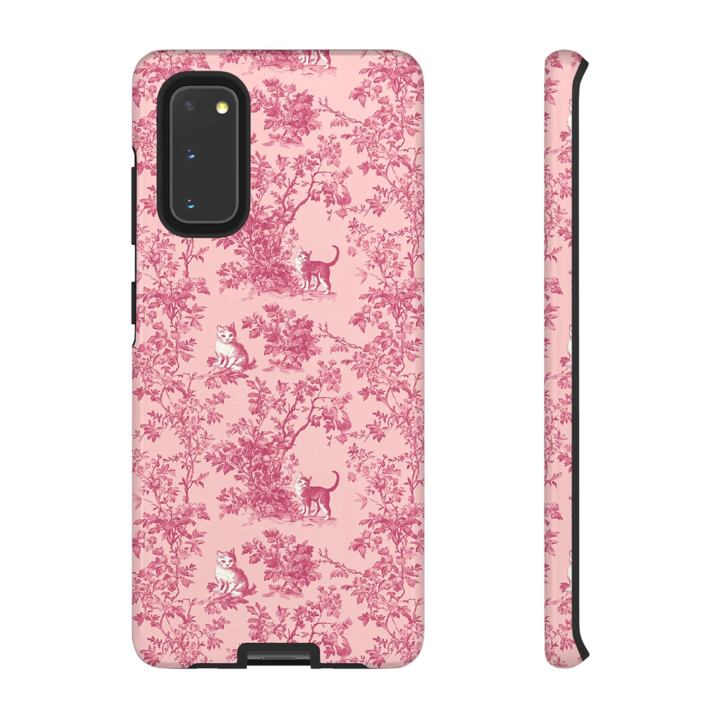 Tough Phone Cases - Cats in Pink Toile De Joyu Motif